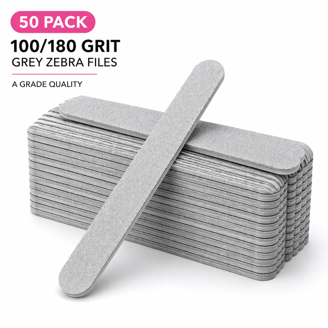 50 pack of Nail File Straight - Grey 100/180 (medium coarse ...