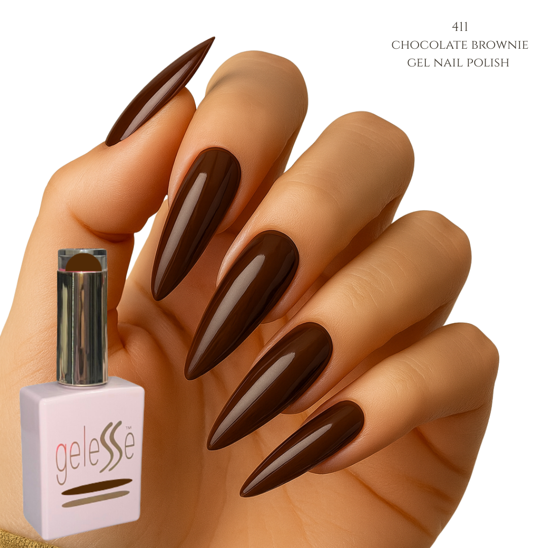 Chocolate Brownie gel nail polish 411 by geleSSe Nails.